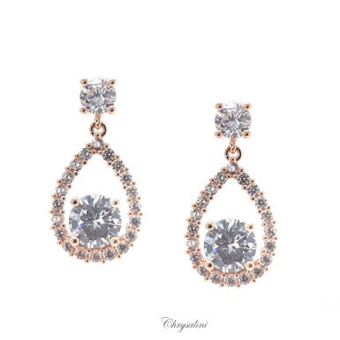 Bridal Jewellery, Chrysalini Wedding Earrings with Crystals - BAE0292 BAE0292 Image 1