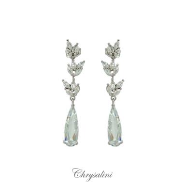 Bridal Jewellery, Chrysalini Wedding Earrings with Crystals - CE007 CE007 Image 1
