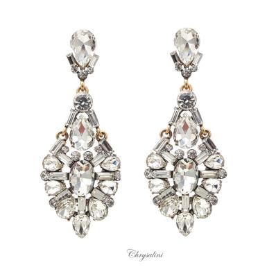 Bridal Jewellery, Chrysalini Wedding Earrings with Crystals - DE3107 DE3107 Image 1