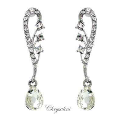 Bridal Jewellery, Chrysalini Wedding Earrings with Crystals - DE43091 DE43091| DIFFERENT COLOURS Image 1