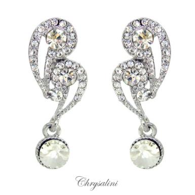 Bridal Jewellery, Chrysalini Wedding Earrings with Crystals - DE44092 DE44092 | SILVER & BLACK Image 1