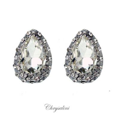 Bridal Jewellery, Chrysalini Wedding Earrings with Crystals - DE7881 DE7881 Image 1