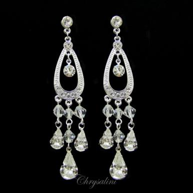Bridal Jewellery, Chrysalini Wedding Earrings with Crystals - EL1328G EL1328G Image 1