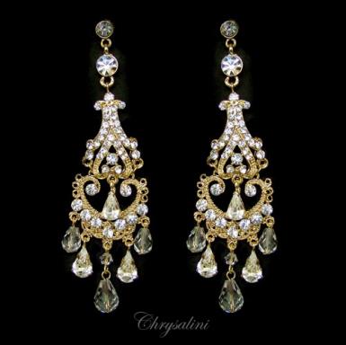 Bridal Jewellery, Chrysalini Wedding Earrings with Crystals - EL1358S EL1358S  Image 1