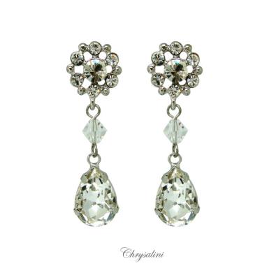 Bridal Jewellery, Chrysalini Wedding Earrings with Crystals - FZE0008 FZE0008 Image 1