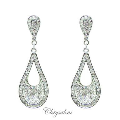 Bridal Jewellery, Chrysalini Wedding Earrings with Crystals - FZE013W FZE013W | LIMITED STOCK Image 1
