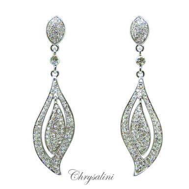 Bridal Jewellery, Chrysalini Wedding Earrings with Crystals - FZE5279 FZE5279-AVAILABLE IN PURPLE ONLY Image 1
