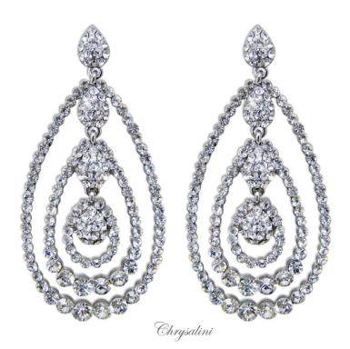 Bridal Jewellery, Chrysalini Wedding Earrings with Crystals - JE1017W JE1017W Image 1