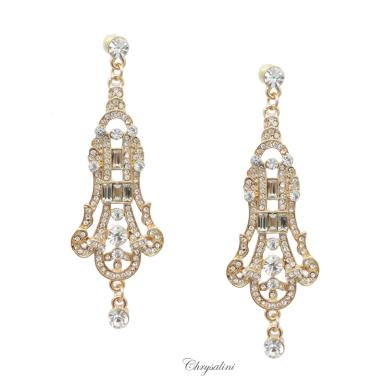 Bridal Jewellery, Chrysalini Wedding Earrings with Crystals - JE1232 JE1232 Image 1