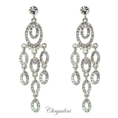 Bridal Jewellery, Chrysalini Wedding Earrings with Crystals - JE3554 JE3554  Image 1