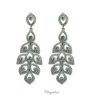 Bridal Jewellery, Chrysalini Wedding Earrings with Crystals - KE2034 KE2034 Image 1
