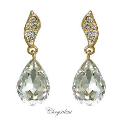 Bridal Jewellery, Chrysalini Wedding Earrings with Crystals - NE8810G NE8810G Image 1