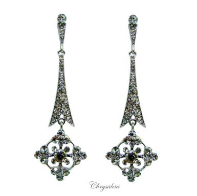 Bridal Jewellery, Chrysalini Wedding Earrings with Crystals - OE4671W OE4671W Image 1