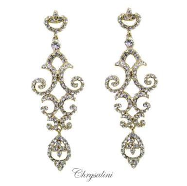 Bridal Jewellery, Chrysalini Wedding Earrings with Crystals - OE4989W OE4989W Image 1