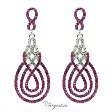 Bridal Jewellery, Chrysalini Wedding Earrings with Crystals - PE518 PE518 - STERLING SILVER Image 1