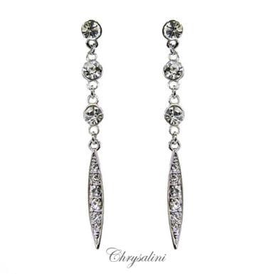 Bridal Jewellery, Chrysalini Wedding Earrings with Crystals - XPE035 XPE035 Image 1