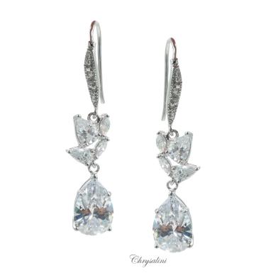 Bridal Jewellery, Chrysalini Wedding Earrings with Crystals - XPE092 XPE092 Image 1