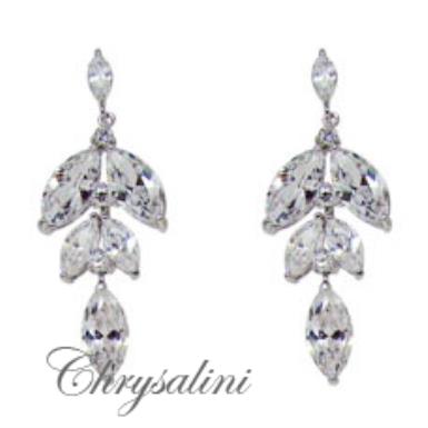 Bridal Jewellery, Chrysalini Wedding Earrings with Crystals - XPE094 XPE094 Image 1
