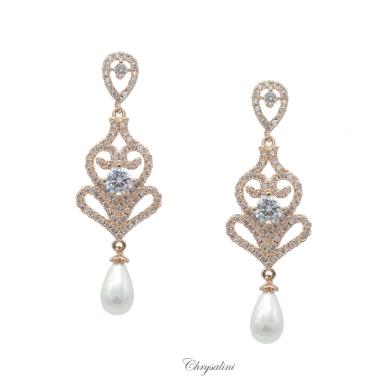 Bridal Jewellery, Chrysalini Wedding Earrings with Pearls - BAE0169 BAE0169 -pk2-  Image 1