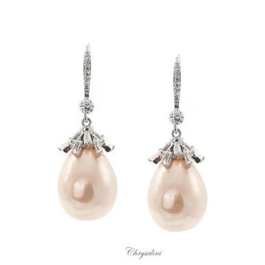 Bridal Jewellery, Chrysalini Wedding Earrings with Pearls - BAE1867 BAE1867 | SOLD OUT Image 1