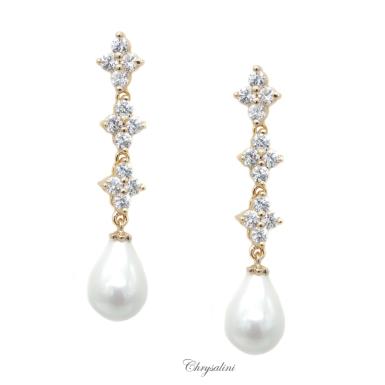 Bridal Jewellery, Chrysalini Wedding Earrings with Pearls - BE82589 BE82589 | AVAILABLE END OF JULY Image 1