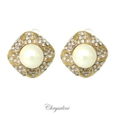 Bridal Jewellery, Chrysalini Wedding Earrings with Pearls - EE2001 EE2001  Image 1