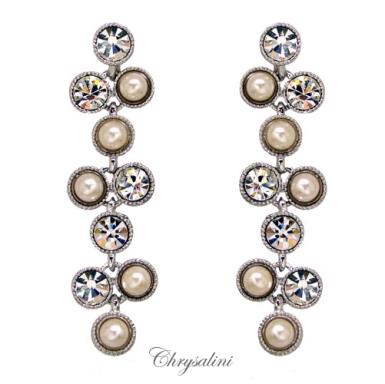 Bridal Jewellery, Chrysalini Wedding Earrings with Pearls - PE508 PE508 Image 1