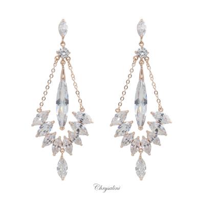 Bridal Jewellery, Chrysalini Wedding Earrings Rose Gold - DE0003 DE0003 | CLIP ON Image 1