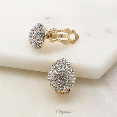 Bridal Jewellery, Chrysalini Wedding Earrings Clip On - DE12640 DE12640 | CLIP-ON Image 1