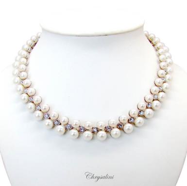 Bridal Jewellery, Chrysalini Wedding Necklaces with Pearls - KN1246W KN1246W - SET Image 1