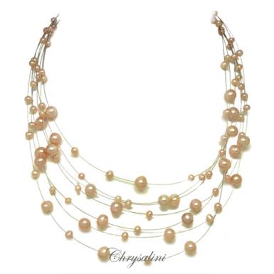Bridal Jewellery, Chrysalini Wedding Necklaces with Pearls - VN13109 VN13109 - SET Image 1