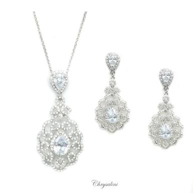 Bridal Jewellery, Chrysalini Wedding Necklace and Earring Set - FZN20335 FZN20335 - SET  Image 1