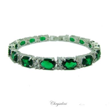 Bridal Jewellery, Chrysalini Wedding Bracelets with Crystals - CB032 CB032 | EMERALD Image 1