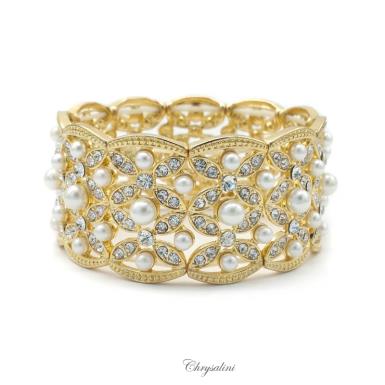 Bridal Jewellery, Chrysalini Wedding Bracelets with Pearls - CB2562 CB2562 Image 1