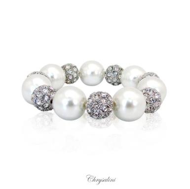 Bridal Jewellery, Chrysalini Wedding Bracelets with Pearls - CB790W CB790W -pk3- Image 1