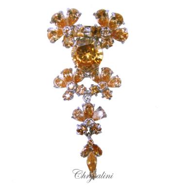 Bridal Jewellery, Chrysalini Wedding Brooch, Crystal Pin - CB920 CB920 | BLACK Image 1
