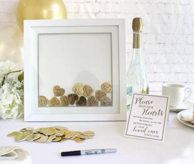 Wedding  Gold Hearts Drop Box - Wedding Wish Box Image 1