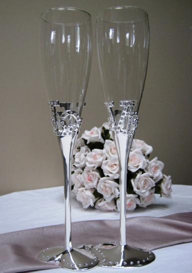 Wedding  Crystal Love Toasting Flutes Image 1