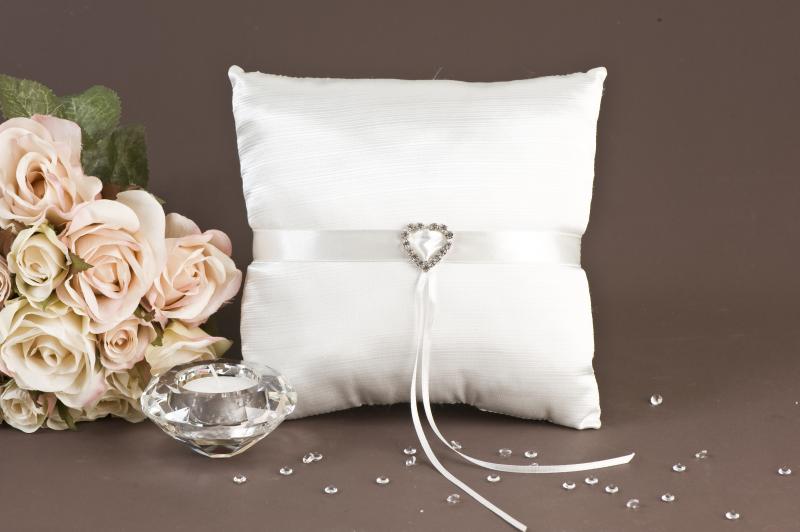 Wedding Satin Ring Pillow with Heart Wedding Wish