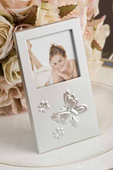 Wedding  Brushed silver butterfly photo frame Image 1