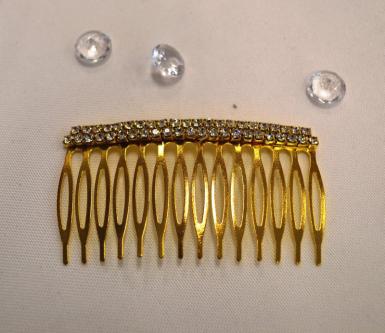 Wedding  Silver or Gold Metal Diamante Comb Image 1