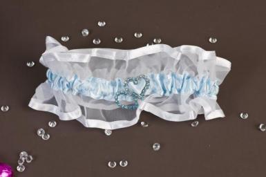 Wedding  Blue and White Sweetheart Garter Image 1