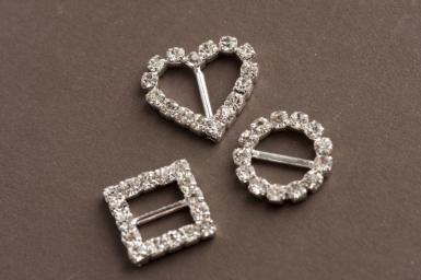 Wedding  Diamante Buckle Slider - Squares or Hearts or Circles x 5 pack Image 1
