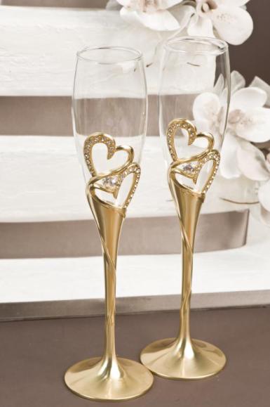 Wedding  Crystal and Gold Toasting Glasses Image 1