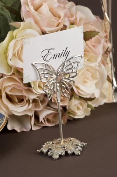 Wedding  Silver Butterfly Place Card Holders Image 1