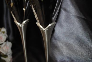 Wedding  Pewter Wedding Goblets with Diamantes Image 1
