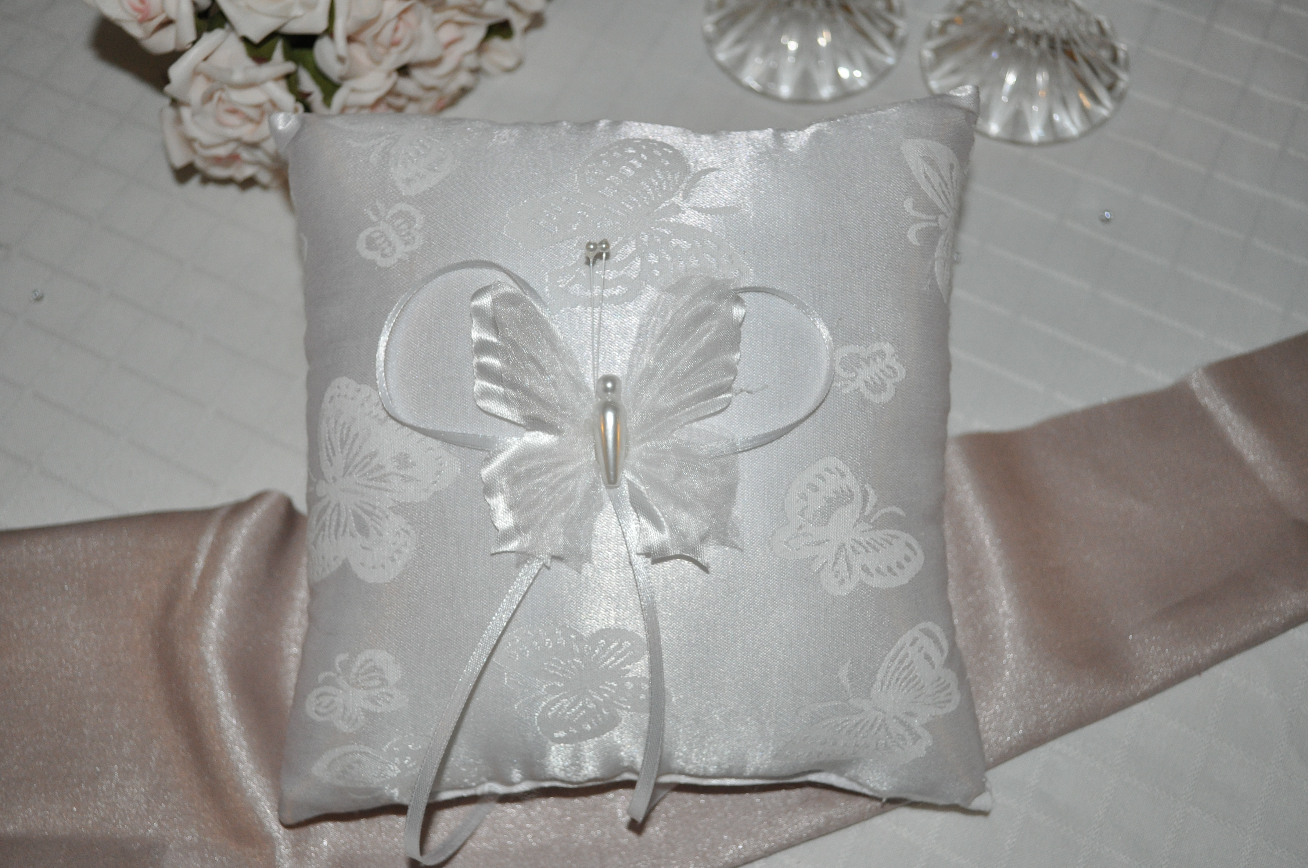 Wedding Ring Cushion with Butterfly Wedding Wish