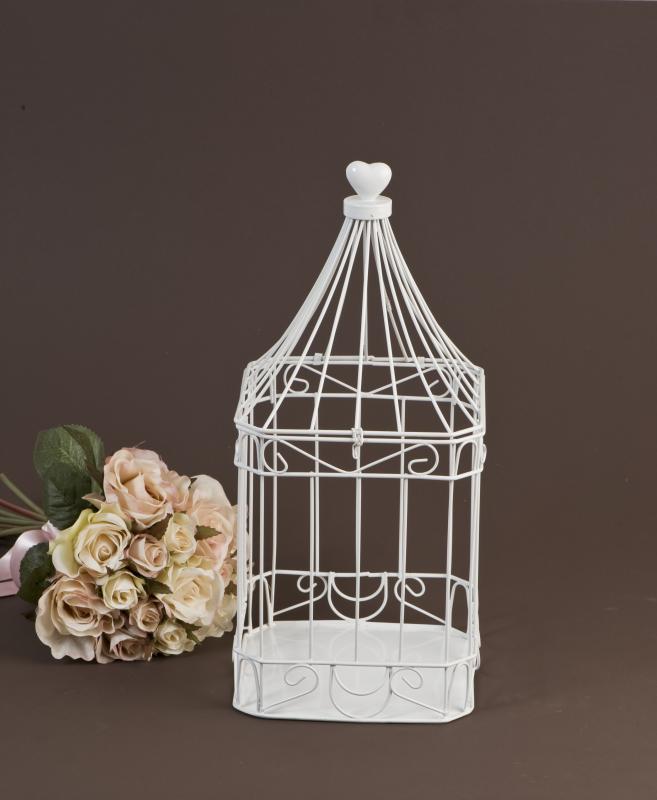 Wedding Square Heart Top Bird Cage Card Keeper