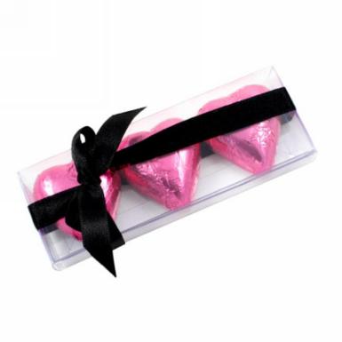 Wedding  Clear PVC 3 Chocolate Heart Box x 25 Image 1