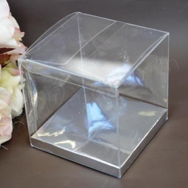 Wedding  Clear PVC Boxes with silver base 5cm x 5cm Image 1